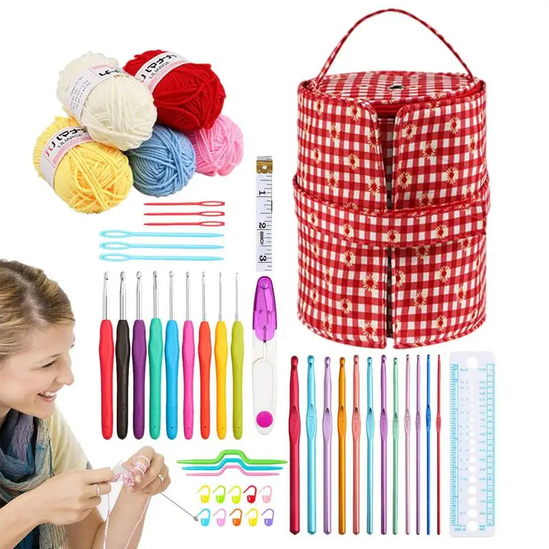 

Эргономичный Набор для вязания, эргономичные принадлежности для вязания крючком, портативная вязальная игла для рукоделия, пряжа для начинающих и