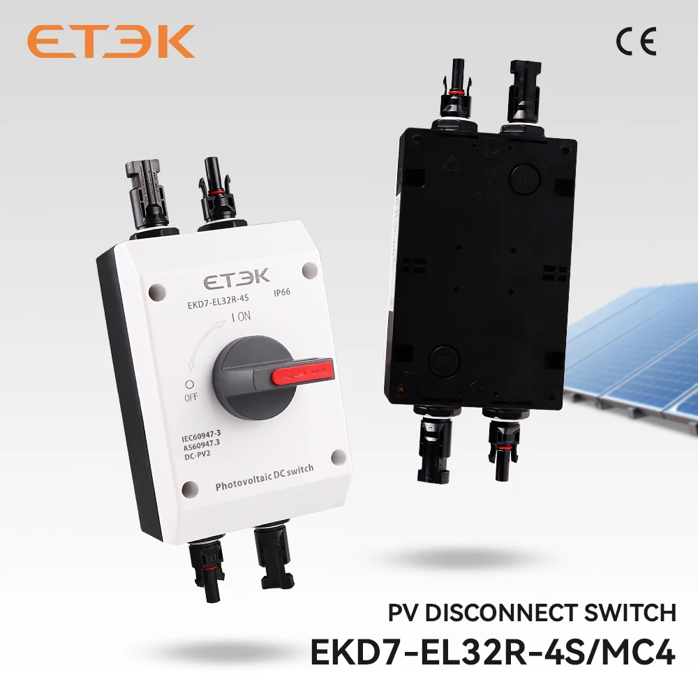 Фото Солнечная система ETEK, переключатель постоянного тока IP66 32A, наружный PV солнечный переключатель 4P 1000V UKPM, Вращающаяся ручка IP66, водонепроницаемый EKD7 №5