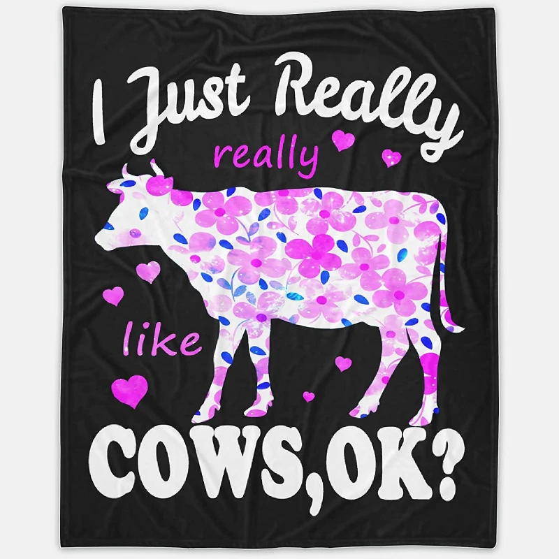 

Blanket I Just Really Really Like Cows Gifts Super Soft Throws Comfy Plush Bedding Quilt Fleece Blankets for Sofa Chair Couch
