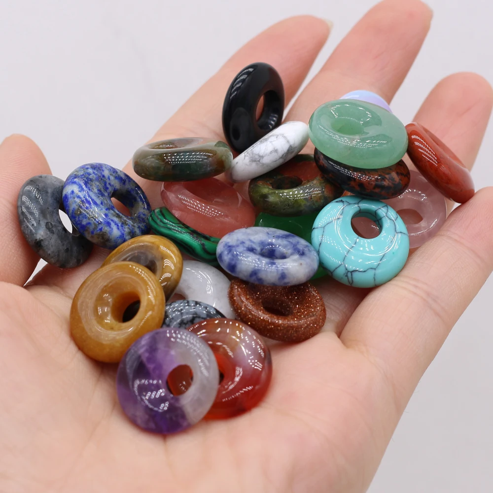 

Natural Stone Clear QuartzTurquoise Jade Round Semi-hole Bead For Jewelry MakingDIY Necklace Earring Accessories Gems Charm Gift