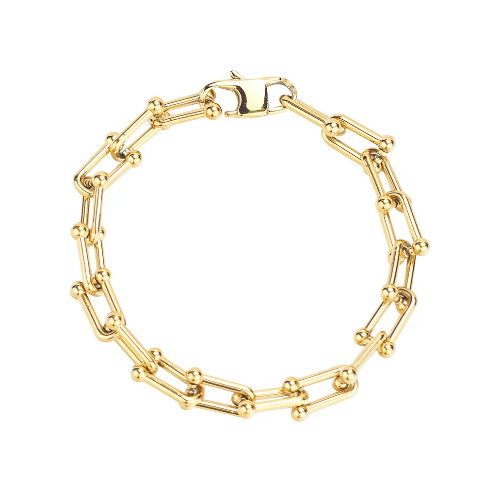 Chain Bracelet U Shaped Lock Stainless Steel Luxury Brand Fashion Jewelry Silver Color Charm Bracelets for Women Accessories