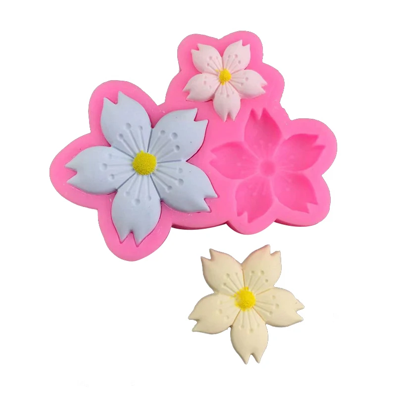 

Силиконовая форма в форме цветка сакуры 3 шт., украшение для шоколада, торта на день рождения, подсолнуха, помадки, выпечки, домашняя форма