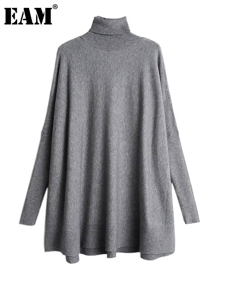 

[EAM] Big Size Knitting Sweater Loose Fit Turtleneck Long Sleeve Women Pullovers New Fashion Tide Spring Autumn 2022 19A-a43