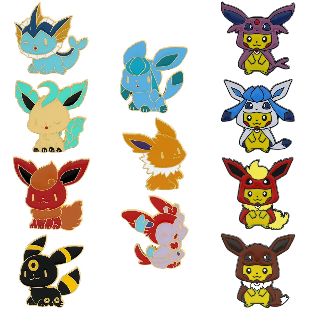 

Wholesale Kawaii Pokemon Pikachu Eevee Brooches for Clothing Lapel Pins for Backpacks Enamel Pin Badges Jewelry Collection Gift