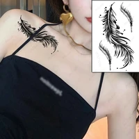 tattoo sticker black feather dots element waterproof temporary men women body art fake tattoos makeup