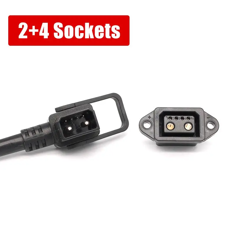 

E-Bike Lithium Battery Connector High-power Charging Socket 2+4 Pin Female Electric Vehicle 6Pin Socket with Power Cord