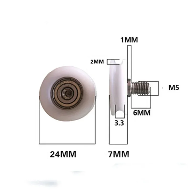 New2 шт. 24 мм * 7 3 нейлоновое колесо прокрутки M5x6 винтовой шкив U-типа рифленый