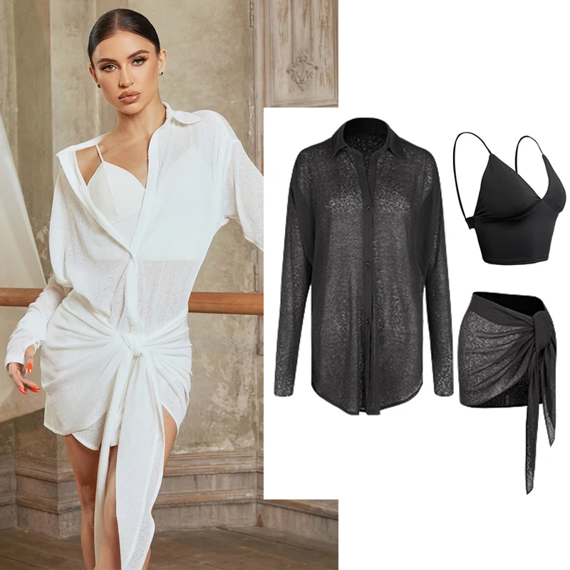 Женские свободные рубашки для латиноамериканских танцев юбка на бретельках