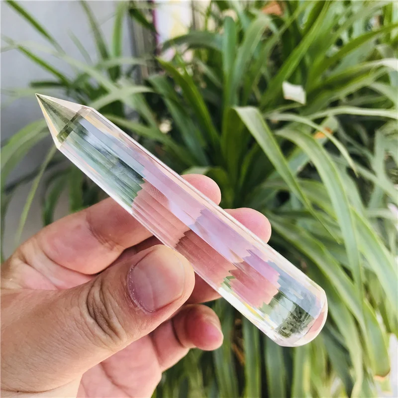 

Natural Clear Quartz 24 Sided Vogel Style Wand Point Inspired Spiritual Reiki Healing Crystal Wand Home Decoration Gift