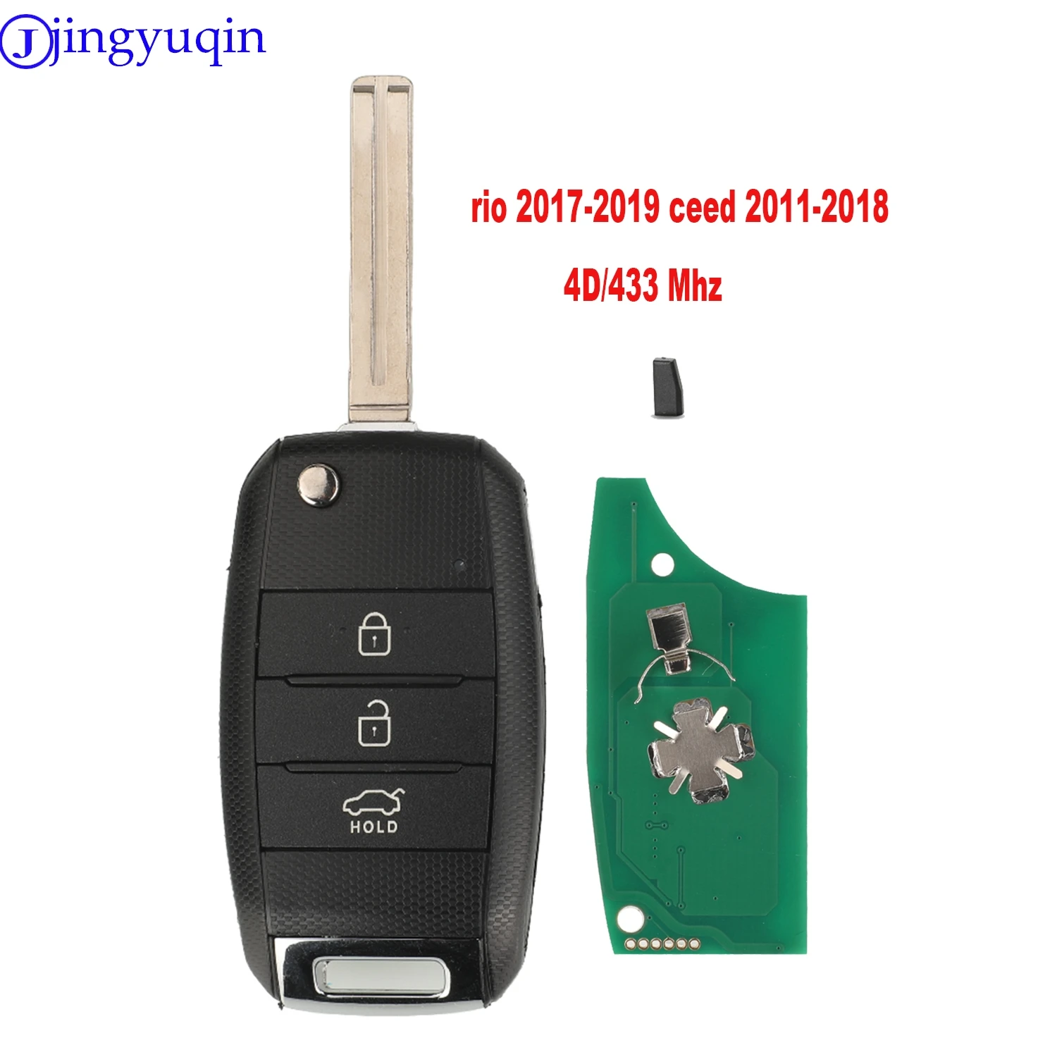 

Jingyuqin дистанционный ключ от машины для Kia Rio 2017-2021 Rio 2017-2019 Ceed 2011-2018 Fliding Key 433 МГц 4D чип 3 кнопки
