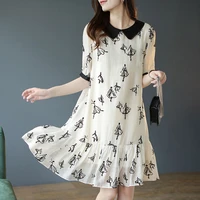 embroidery luxury cotton breathable and comfortable doll collar dress female vestidos de mujer mid calf vintage