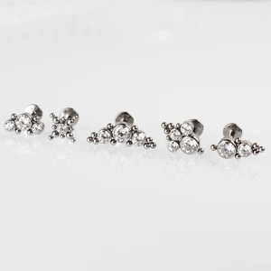 ASTM F136 Titanium Inter Threaded 5 Pieces of  16g Cartilage Helix Tragus Stud Labret Lip Piercing  Jewelry