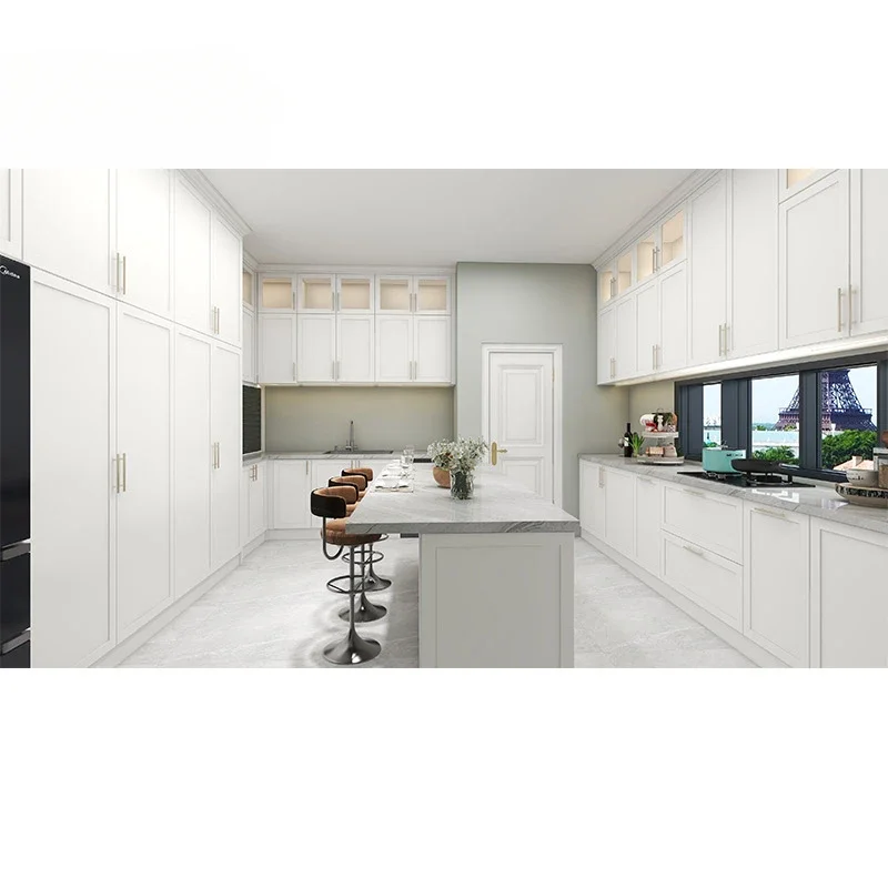 Изготовленный на заказ белый лак МДФ комплект роскошной домашней кухонной