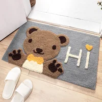 Cute Cartoon Bear Funny Doormat For Entrance Welcome Indoor Cat Toilet Bath Mats Soft Fluffy Rugs Anti Slip Flocking Carpet