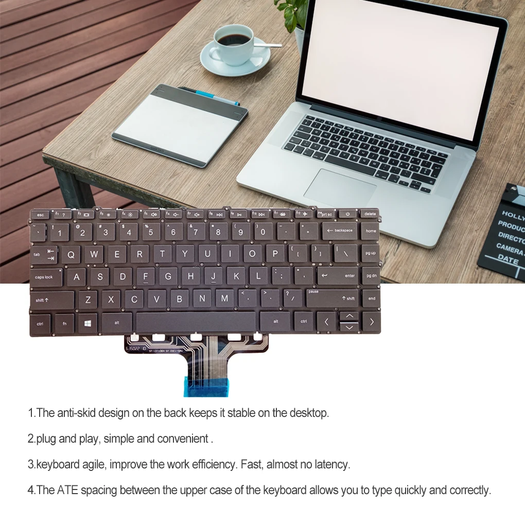 

Клавиатуры, высокоэффективное оборудование для плавного набора, защита от пыли, Замена подсветки для раскладки HP Pavilion 14DW
