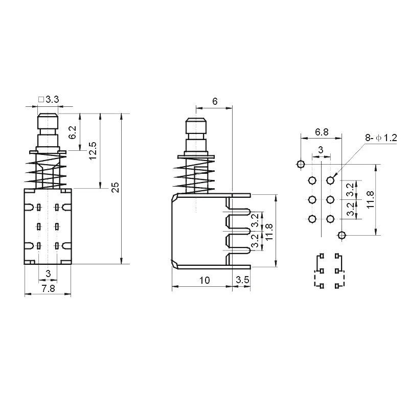 10 шт. прямой ключевой переключатель A03 PS-22F03 6-контактный самоблокирующийся красный (art.: 3920ceea43665) - 3920ceea43665