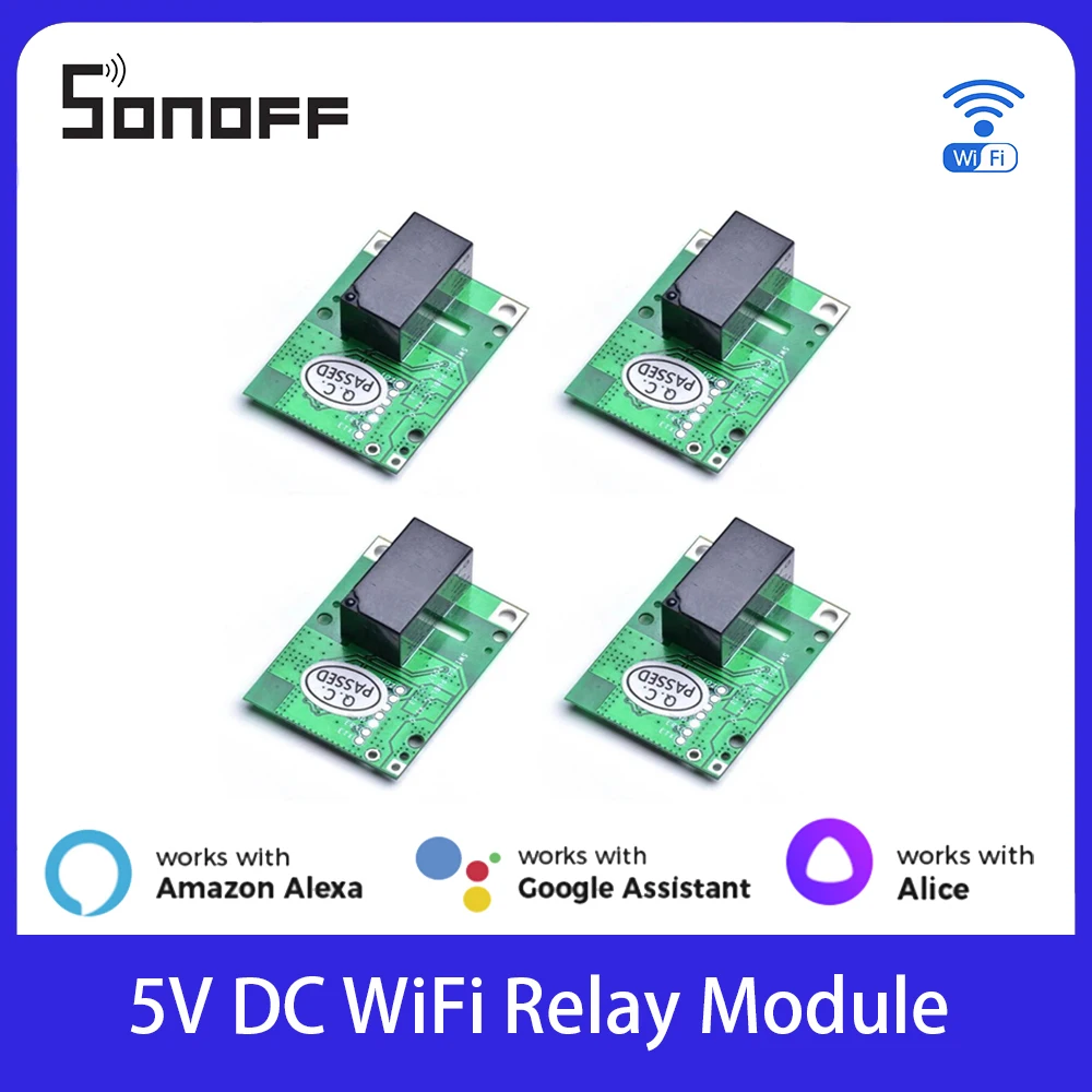 Релейный модуль SONOFF RE5V1C, переключатель с Wi-Fi, умный переключатель, 5 в постоянного тока, беспроводные переключатели, режимы работы под управлением приложением/голосовым управлением/LAN