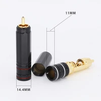 4pcs high quality gold plated rca plug lock collect solder av connector hifi connector for diy cable diameter