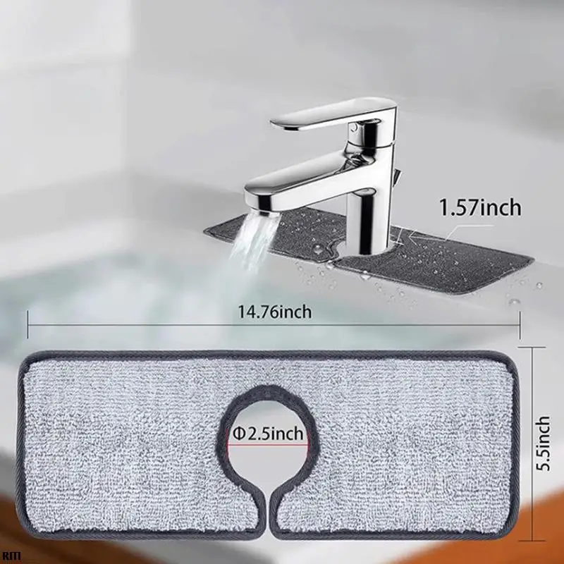 

1PC Faucet Absorbent Mat for Kitchen Bathroom Sink Splash Guard Microfiber Faucet Splash Catcher 38 x 13CM Absorbent Mat