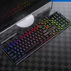 Игровая клавиатура с RGB-подсветкой, Проводная Механическая эргономичная USB-клавиатура с 104 клавишами, английская игровая мышь и клавиатура для ПК, компьютера, ноутбука