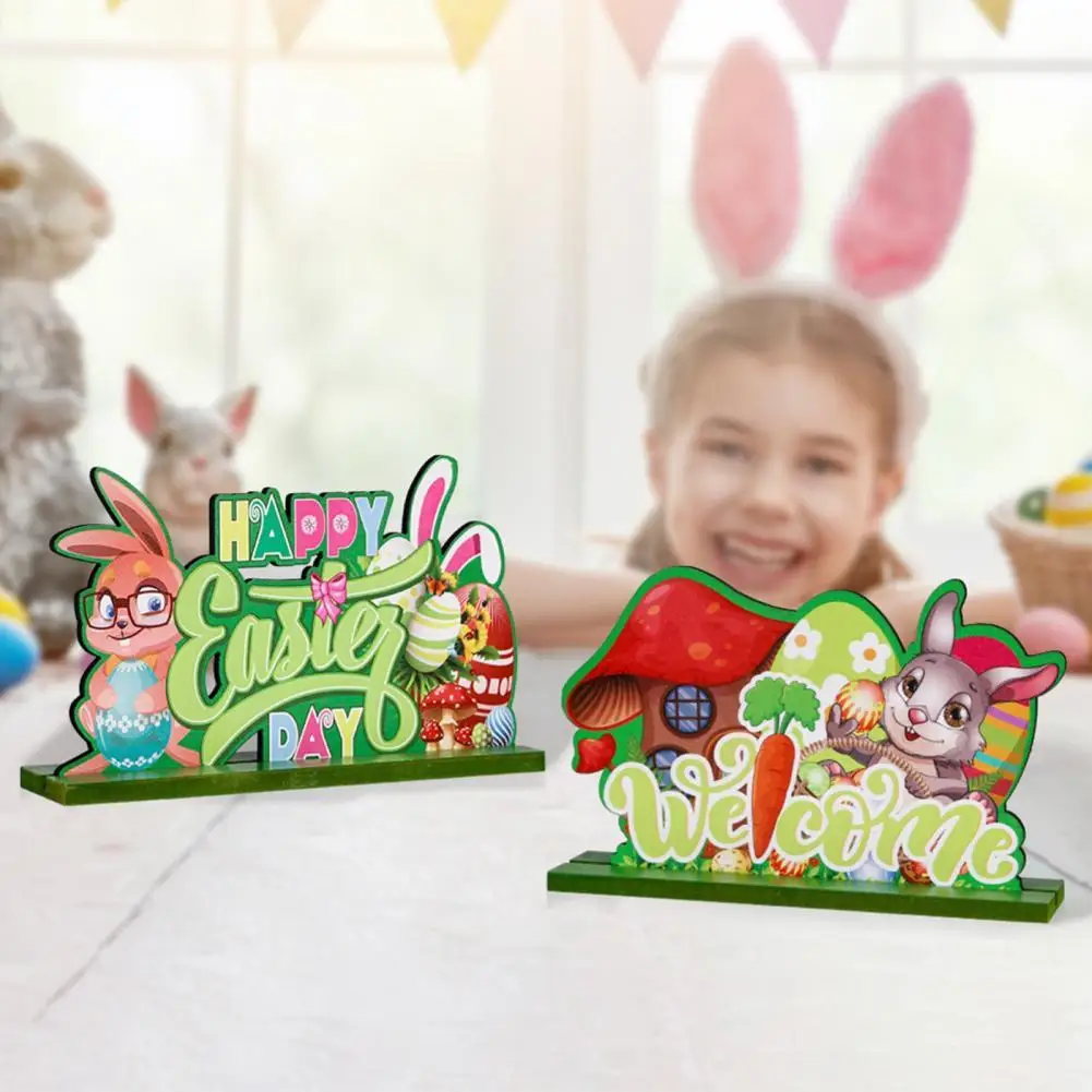 

Easter Ornament Decorative Colorful Wooden Easter Letter Egg Rabbit Desktop Decoration for Home