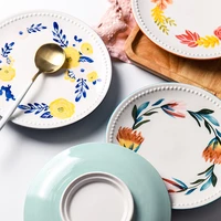 birthday kitchen dinner plates full set designer porcelain flat ceramic plate cute kids flower white pratos de jantar tableware
