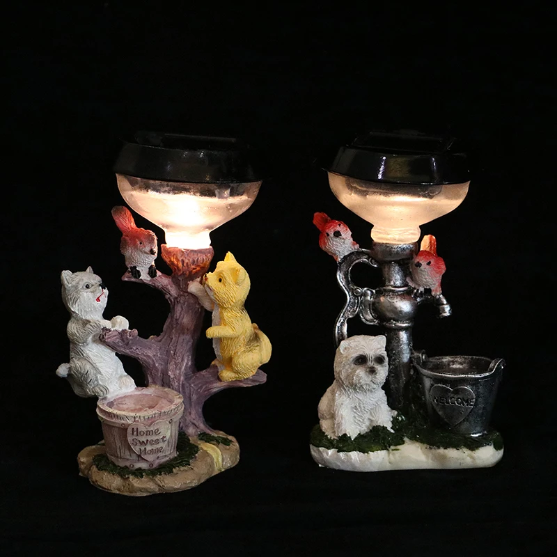 

1PC Solar Garden Rabbit Statue Ornament Animal Light Climbing Cat Dog Lawn Lamp Decor Outdoor Art Crafts Animal Sculpture Resin