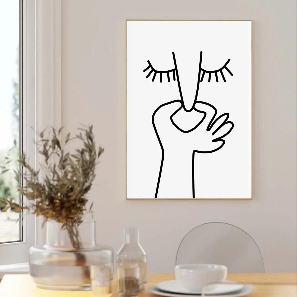 

Toilet Bathroom Wall Poster Print Guests WC Funny Minimalistic Black White Line Art Canvas Painting Humor Kids Room Home Decor