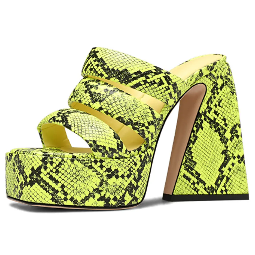 

Sandals Women Summer 2023 Mules Slipper snake patent Platform High Heels Women's Slip On Rome Bohemia Leisure Wedges Shoes