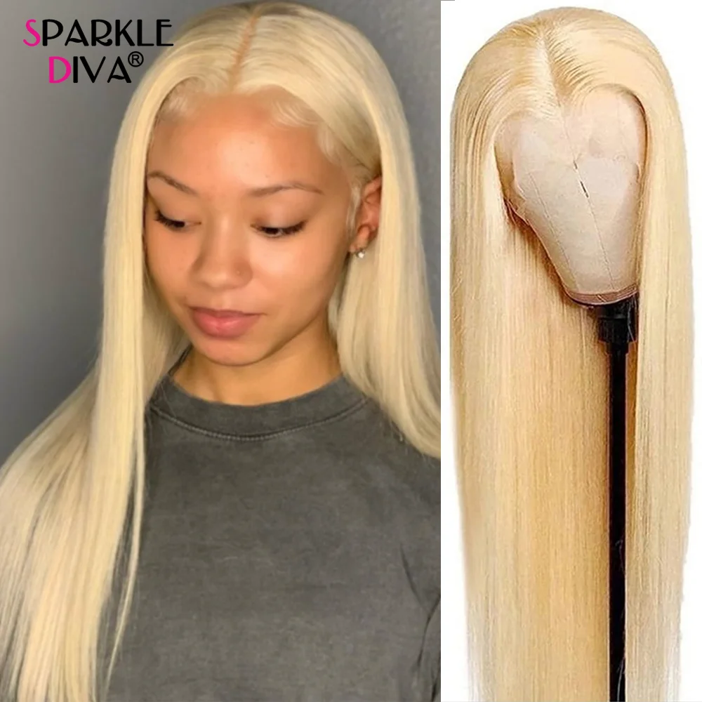 613 Honey Blonde Wigs Silky Straight Remy Hair Middle Part Wig 13x1 Lace Part Wig Bleached Knots Glueless Wigs For Women