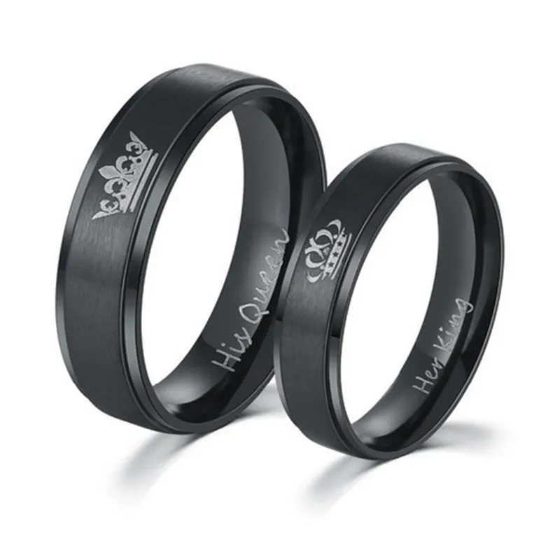 

1pc Fashion Stainless Steel Couple Ring His Queen Her King Couple Ring Valentine's Day Gift
