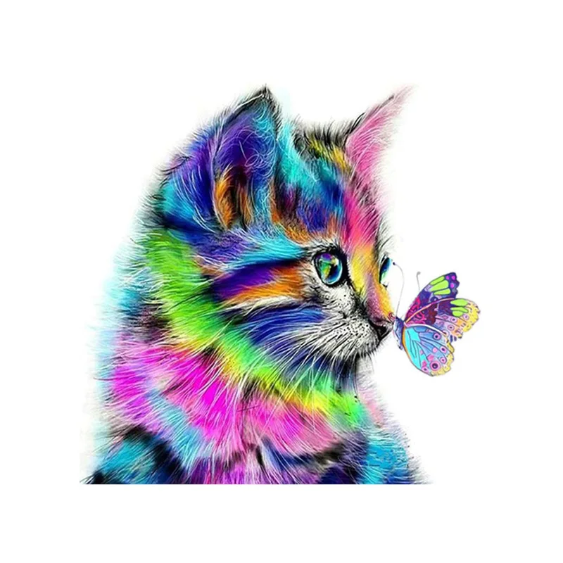 

5D Colorful Cat Diamond Art Painting Animals Rhinestone Pictures Mosaics Making Home Decor