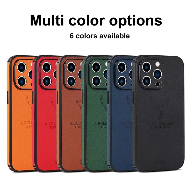 

Free Shipping Business Leather Bumper Case For iPhone 14 13 12 11 Pro Max Mini XR XS X 8 7 Plus SE Shockproof Soft Deer Cover Fu