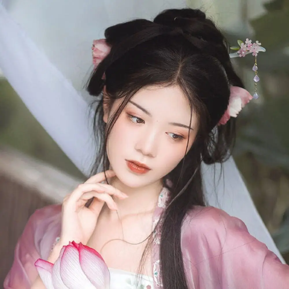 

Hair Chopsticks Tassel Headdress Pearl Hair Clip Leaf Floral Hanfu Headdress Acetate Flower Hair Stick Chinese Hairpins