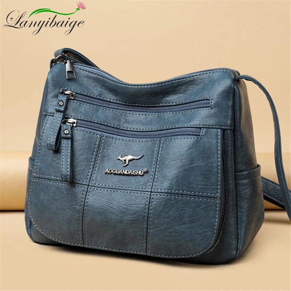 

Many Pockets Shoulder Crossbody Bags for Women 2022 Brand Leather Ladies Designr Handbags Winter Style Messenger Bags Sac A Main