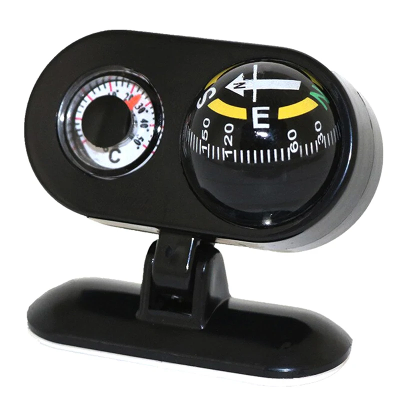 

Two-In-One Car Compass Ornament With Thermometer Removable Car Compass Universal