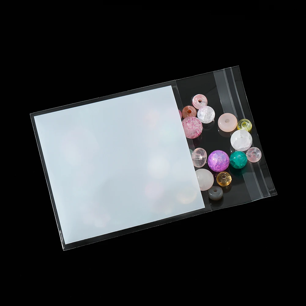 100 шт./лот пластиковый прозрачный пакет самоклеящиеся пакеты с цветочным узором