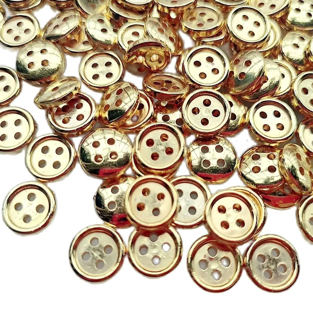 

HL 200PCS 9MM Gold Color Electroplating Plastic Shirt Buttons DIY Apparel Sewing Accessories