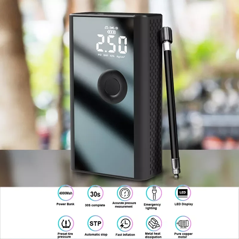 

2023New Car Air Compressor Mini Electrical Air for 4000MAh Power Bank Portable Wireless Tire Inflatable for phone
