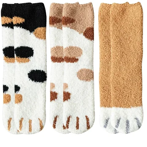 Флисовые носки X.Z.MOONLIGH с рисунком кошачьей лапы