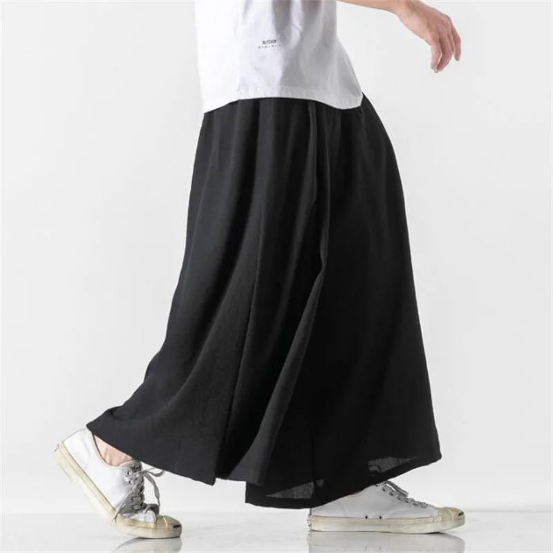 Wide-leg pants mens trousers summer new products straight-tube Chinese wind drape wide-leg casual ice silk without restraint