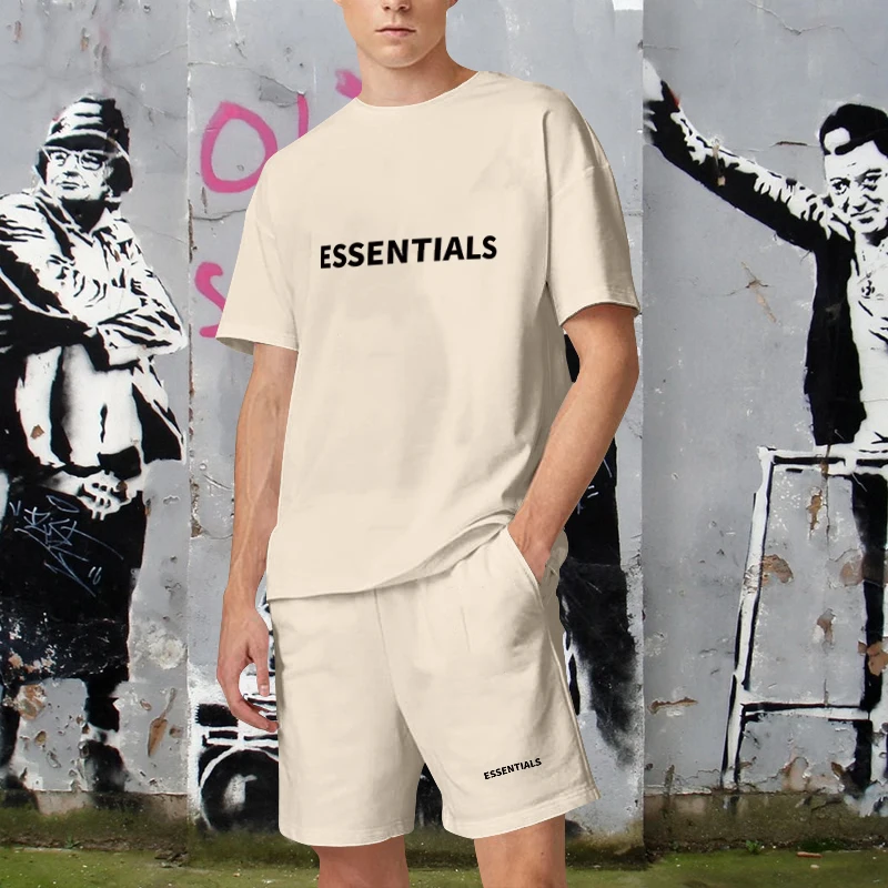 

2023 Mens Cotton Essentials TShirts Suits Casual Summer Sportwears Oversized Streetwears Fashion Outfits High Quality Tracksuits