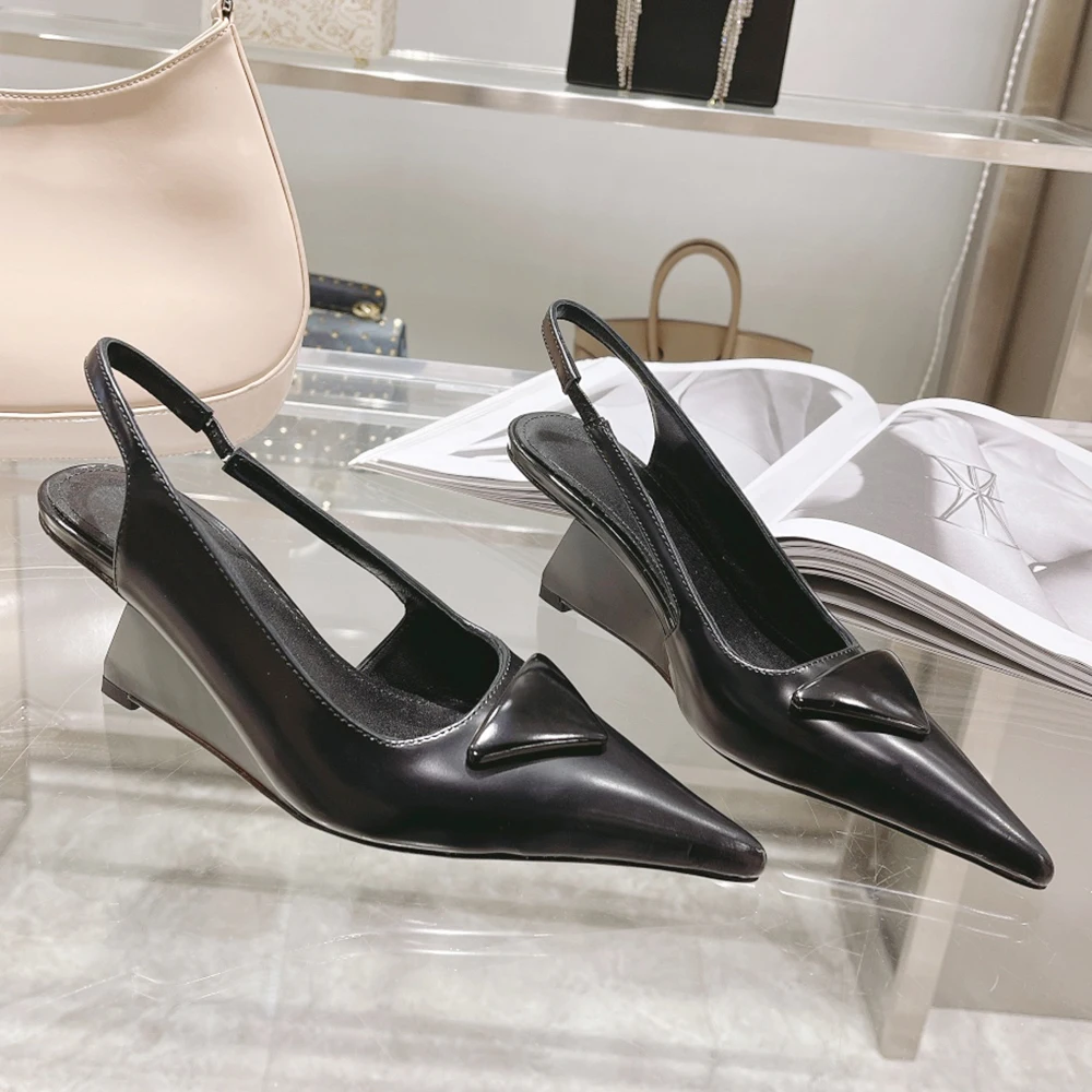 

Sandals high Quality Pointed Women's Shoes Party Banquet wedge heel Fashion New trend 6.5cm 35-39 Summer Shoes
