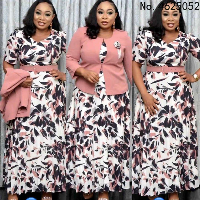 

New African Clothes For Women 2 Pieces Set Coat Suit Floral Dashiki Print Dress Elegant Gowns Maxi Robe Office Ladies Outfits