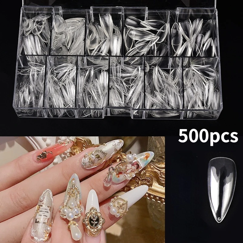 

500pcs/lot Professional Fake Nails Coffin French False Nails Tips Stiletto Ballerina Toenail Tip Manicure Clear Full Half Cover