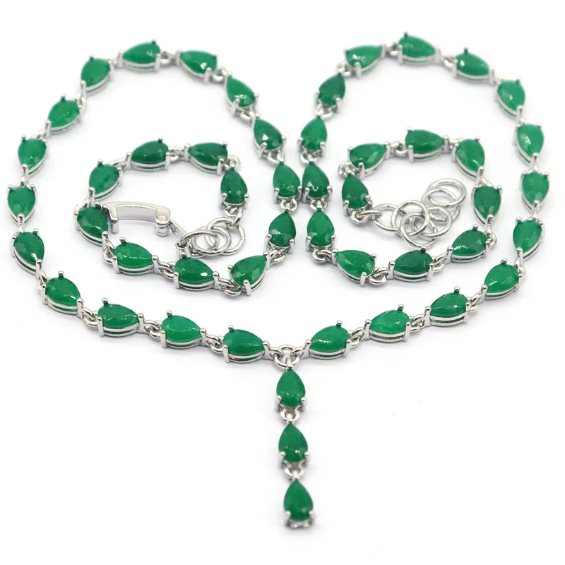 14g Customized 925 SOLID STERLING SILVER NECKLACE Elegant Real Red Ruby Blue Sapphire Green Emerald Women Gift