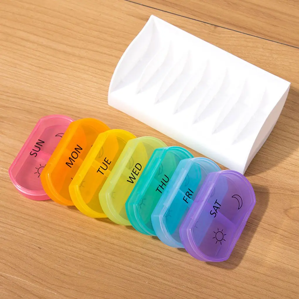 

7 Day Weekly Style Morning Night Pill Holder Storage Organizer Medicine Container Mini 7 Cells Pill Box Tablet Storage Box