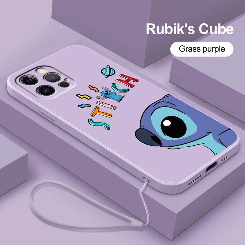 

Disney Anime Stitch Cute Phone Case For Apple iPhone 14 13 12 Mini 11 XS Pro Max X XR 8 7 Plus SE Liquid Rope Soft TPU Cover