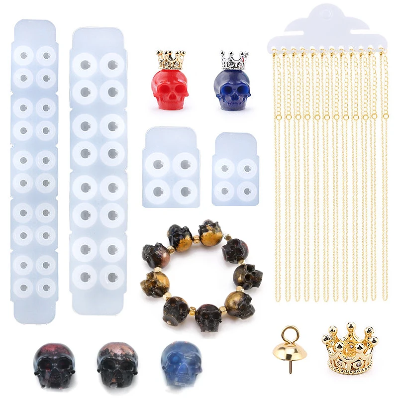 

Skull Beads Epoxy Resin Silicone Molds Casting Mold for Jewelry Making DIY Bracelet Keychain Necklace Earring Craft Resin Moulds
