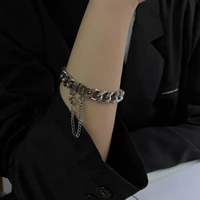 kunjoe 2022 new trendy cuban chain men bracelet classic stainless steel hip hop punk chain bracelet for men women jewelry gifts